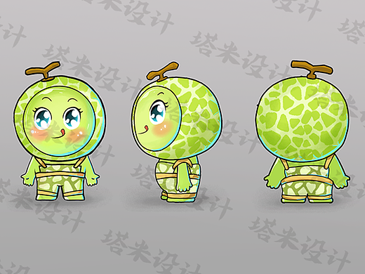 甜瓜ip形象设计（个人主页-ZNjE2MTM4NzY=） - 概念设定 - 站酷设计师弹吉他的大象原创素材 - 站酷ZCOOL