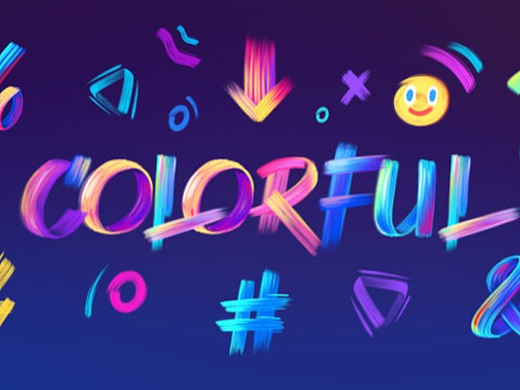 AE模板|彩虹色彩七彩笔刷风格文字标题字幕字母数字