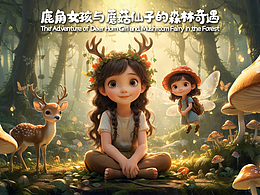 鹿角女孩与蘑菇仙子的森林奇遇