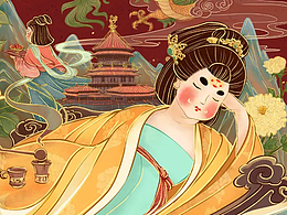 牡丹飲-氣血小紅瓶包裝插畫——夢(mèng)華都