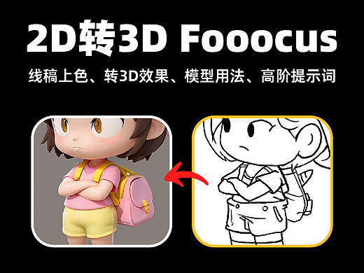 🔥线稿上色 转3D效果  Fooocus AI绘图 高级教程