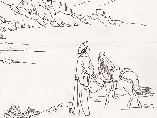 插画线稿，唐诗插图，古风插画，场景速写，老连环画