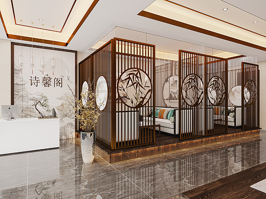 温文尔雅的茶楼新中式设计