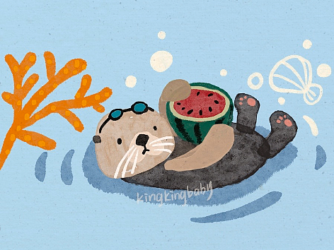 海洋动物夏日插画