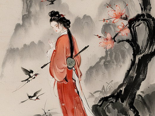 落花人独立 微雨燕双飞