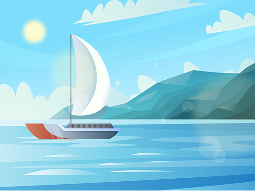 三种不同时间的艺术风景插画