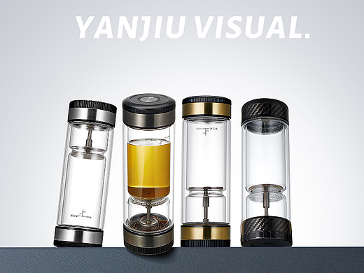  茶之恋双层玻璃杯商务风茶水分离杯 | ✖ 研玖视觉
