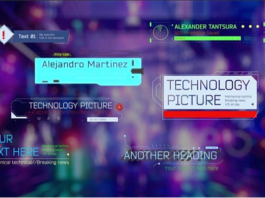 未来科技感赛博朋克字幕条标题动画pr模板