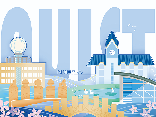 校园插画帆布包＋卡套印花