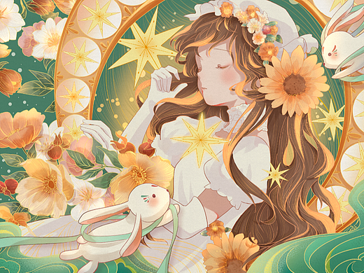 中秋插画——花好月圆夜之梦