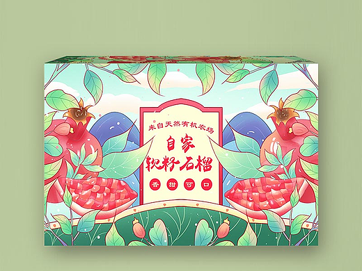 原创插画——水果系列之水果包装石榴