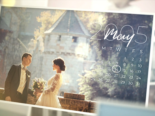 AE模板 | 优雅甜蜜回忆日历照片展示标题动态动画片头