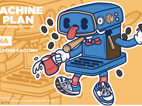 潮流插画丨咖啡机（个人主页-ZNjAzMDU4MjA=） - 商业插画 - 站酷设计师啊凡凡啊原创素材 - 站酷ZCOOL