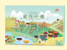 《蜜饯什锦》杂锦-水果-礼盒插画
