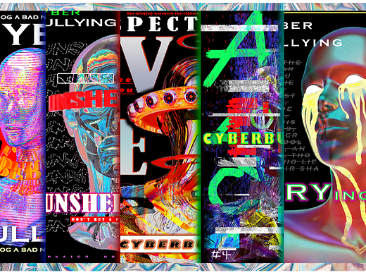 “cyberbullying”反对网络暴力主题酸性动态海报设计 