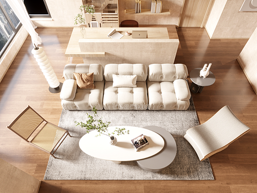 侘寂风客餐厅卧室