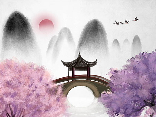 禅意水墨山水《不解喧嚣》意境唯美插画古风过分插画