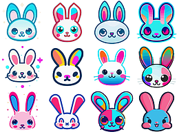 可愛(ài)兔子 - 矢量插畫(huà)/頭像/圖標(biāo)