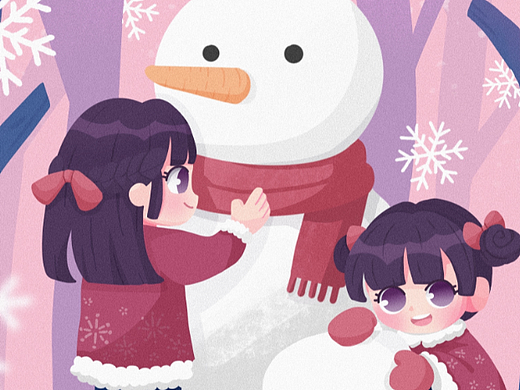 【复古儿童插画】一起去堆雪人吧