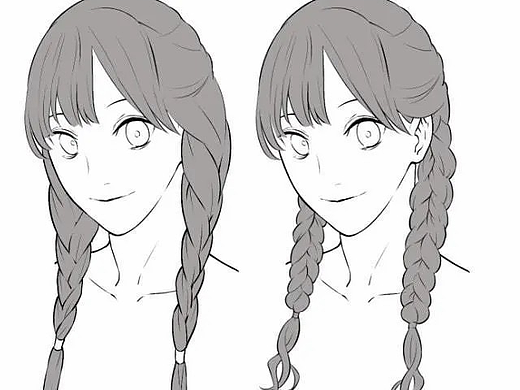 【绘画素材】常见的麻花辫马尾画法参考！