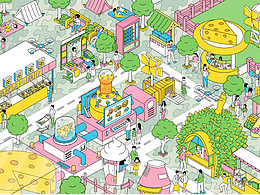 星芝點(diǎn)心集市 場景插畫