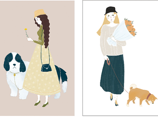 遛狗（个人主页-ZMjk3Nzc3NjA=） - 商业插画 - 站酷设计师夜小猫xy原创素材 - 站酷ZCOOL