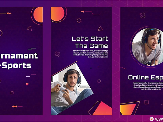 FCPX插件：9组竖屏电子竞技游戏图文排版封面动画 E-Sport Gaming Stories