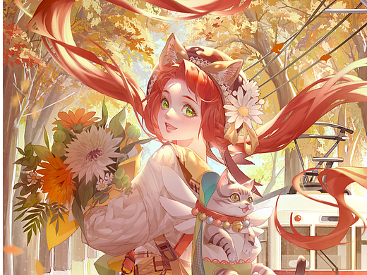 秋日美少女~今日是木亦老师的秋日插画！