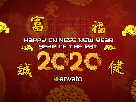 AE模板|喜庆烟花灯笼动画标题展示中国新年活动开场