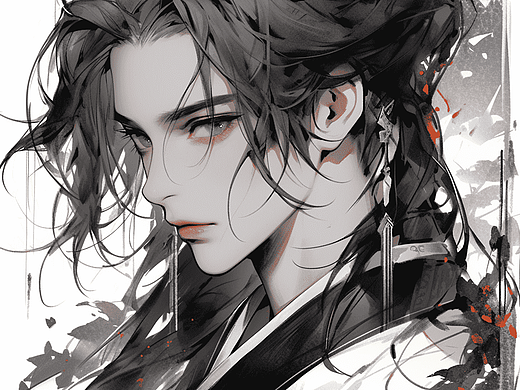 简洁水墨风男子肖像