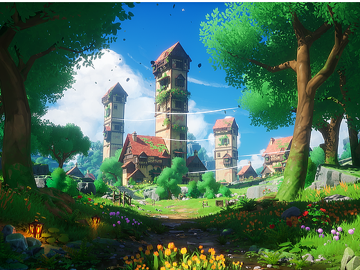 【翼次方】UE5游戏场景|童话小镇