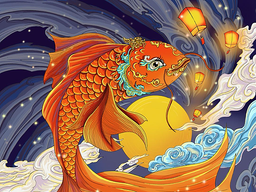 中秋锦鲤（个人主页-ZNjE3NTY1NzI=） - 商业插画 - 站酷设计师烁光原创素材 - 站酷ZCOOL