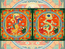 传统中式婚礼定制这样的龙凤呈祥插画怎么样呢?