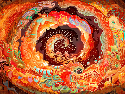 国潮插画-万事兴龙