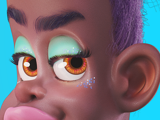 皮克斯风格卡通黑妹练习