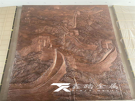 山东淄博万里长征紫铜锻造浮雕景墙壁画效果栩栩如生