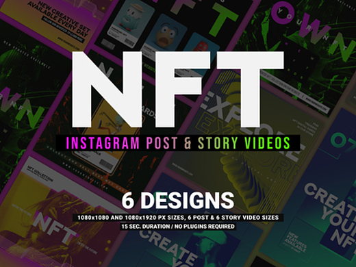 AE模板 | 创意NFT动态形状背景双色调渐变标题图标宣传