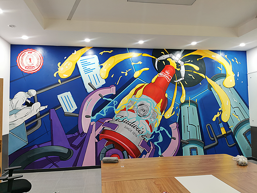 百威啤酒墙绘设计稿