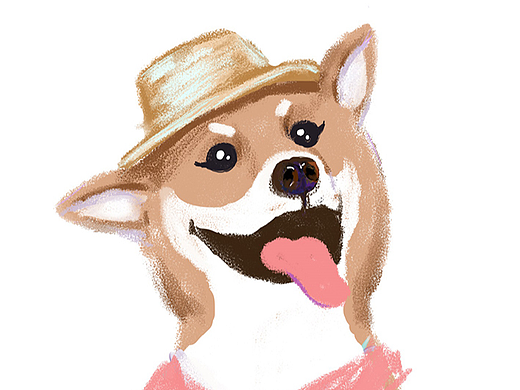 狗狗插画  戴帽子的柴犬  狗狗吐舌头 