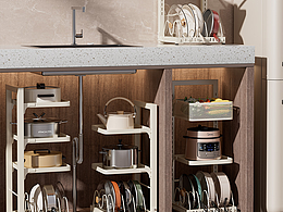 C4D建模渲染-天猫多功能锅具置物架