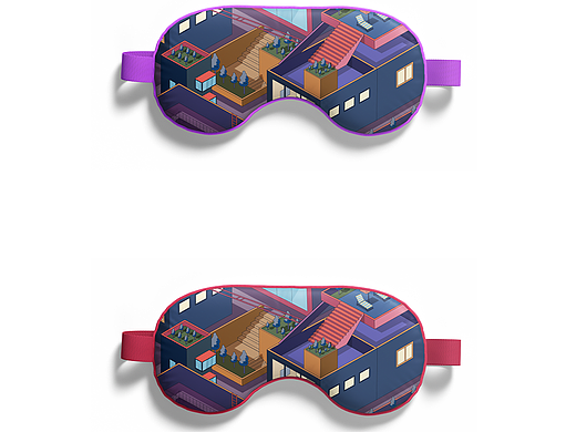 等距建筑插画以及文创延展/眼罩/U型枕