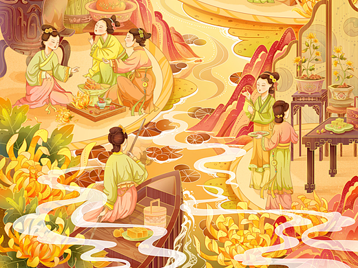 金秋·重阳赏菊图