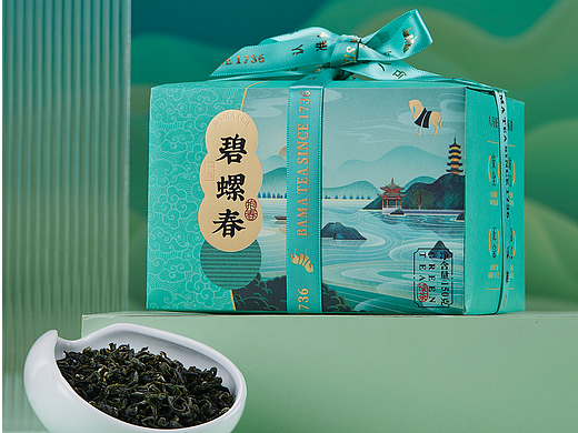八马纸包绿茶插画设计系列