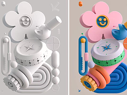 C4D建模渲染-笑脸花