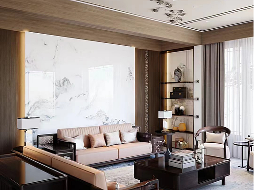 新中式--客餐厅（个人主页-ZNjU4MDgzODg=） - 家装设计 - 站酷设计师梦琪设计师原创素材 - 站酷ZCOOL