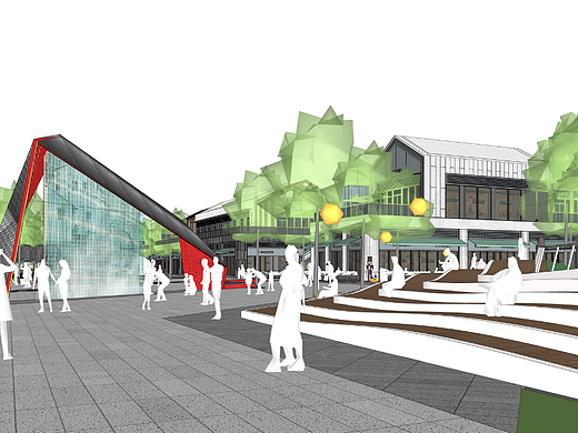 新城之窗现代商业街SU模型下载