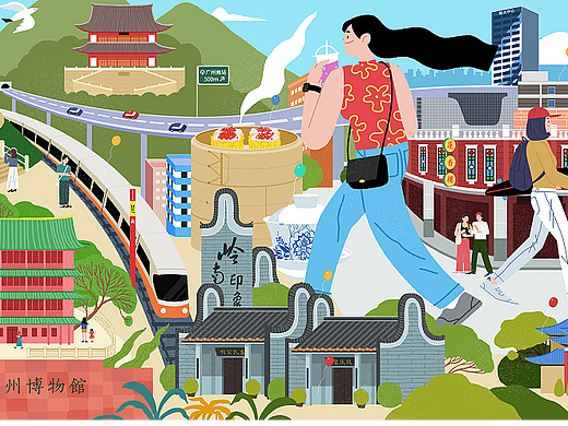 超长卷商业插画-广州印象