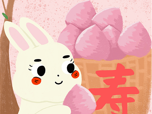 新年插画——寿星兔