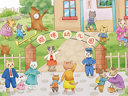猫咪上学记｜幼儿园的美食｜开心游乐场｜猫咪动态服饰