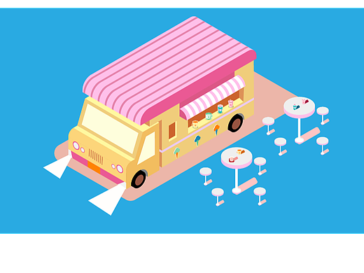 20220318-FKR-AI-2.5D插画-餐车